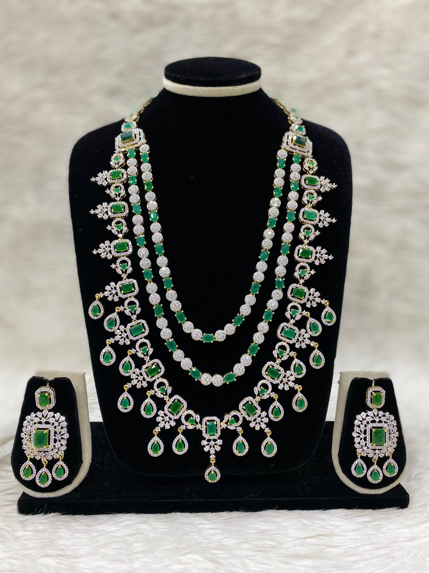 Diamond Layers Long Necklace Set