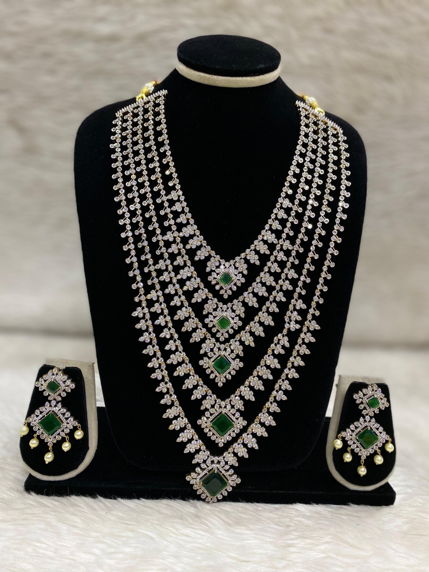 Diamond Layers Long Necklace set