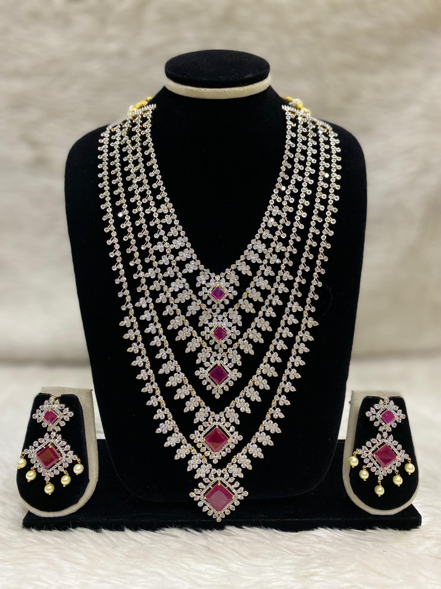 Diamond Layers Long Necklace set