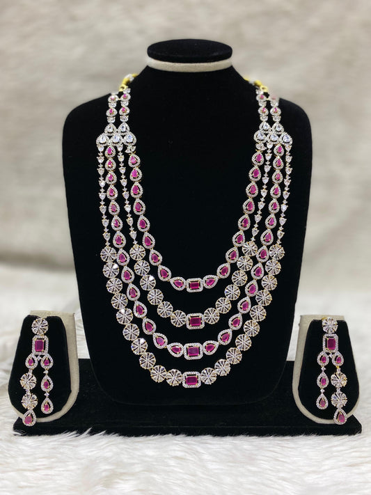 Diamond Layers Long Necklace Set