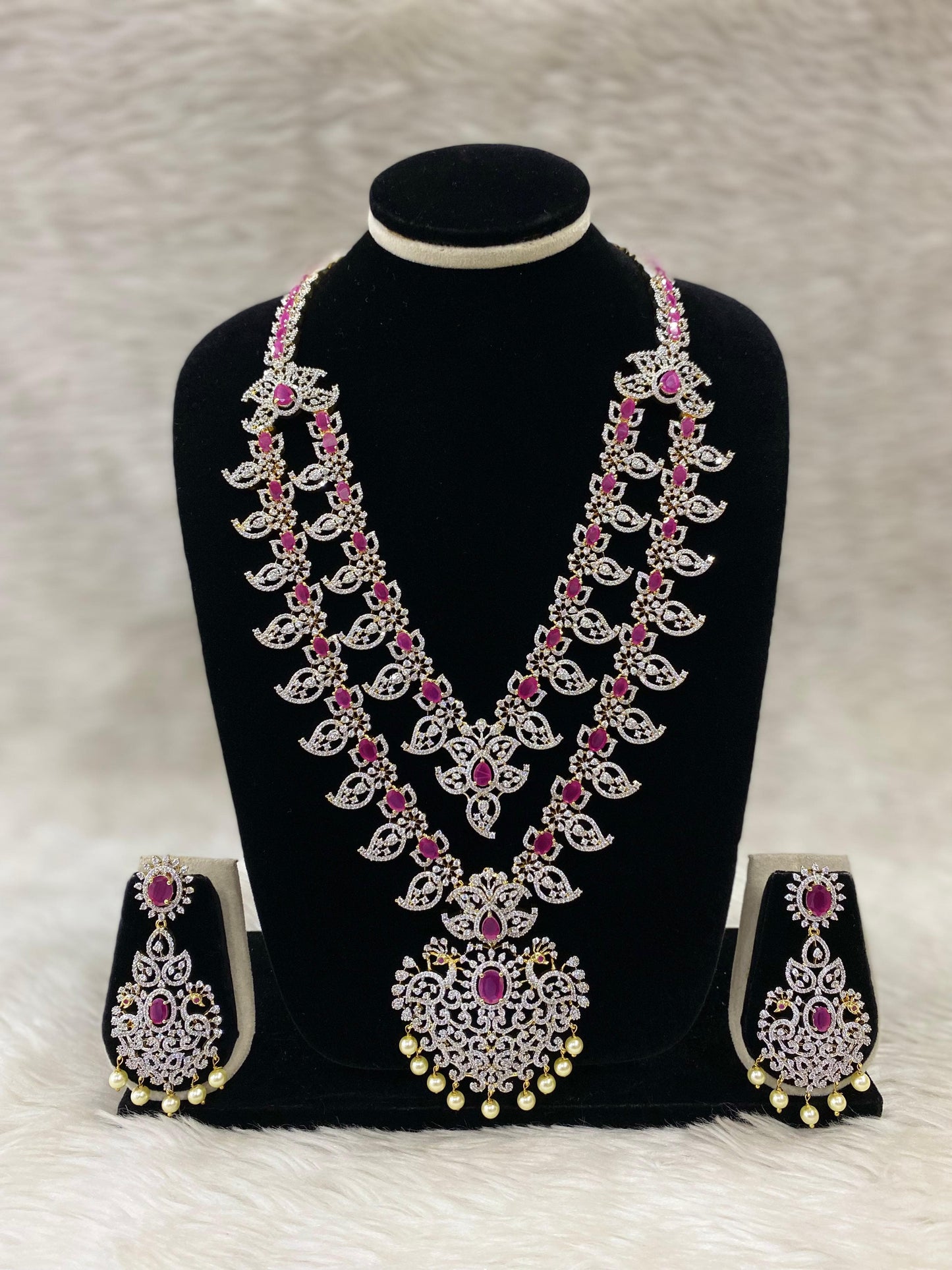 Diamond Layers Long Necklace set