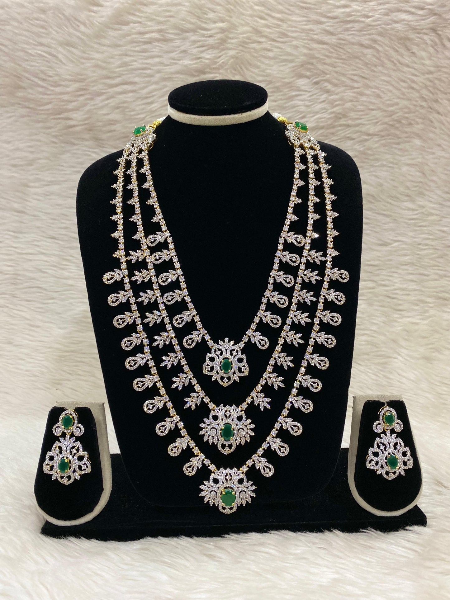 Diamond Layers Long Necklace Set