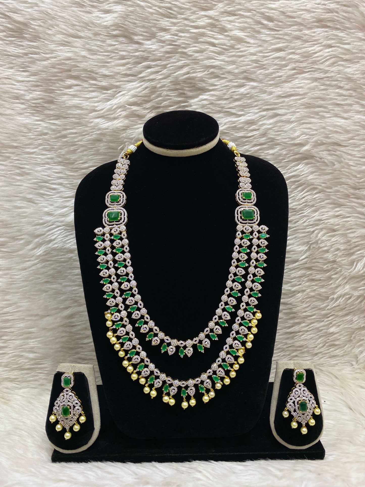 Diamond Layers Long Necklace Set