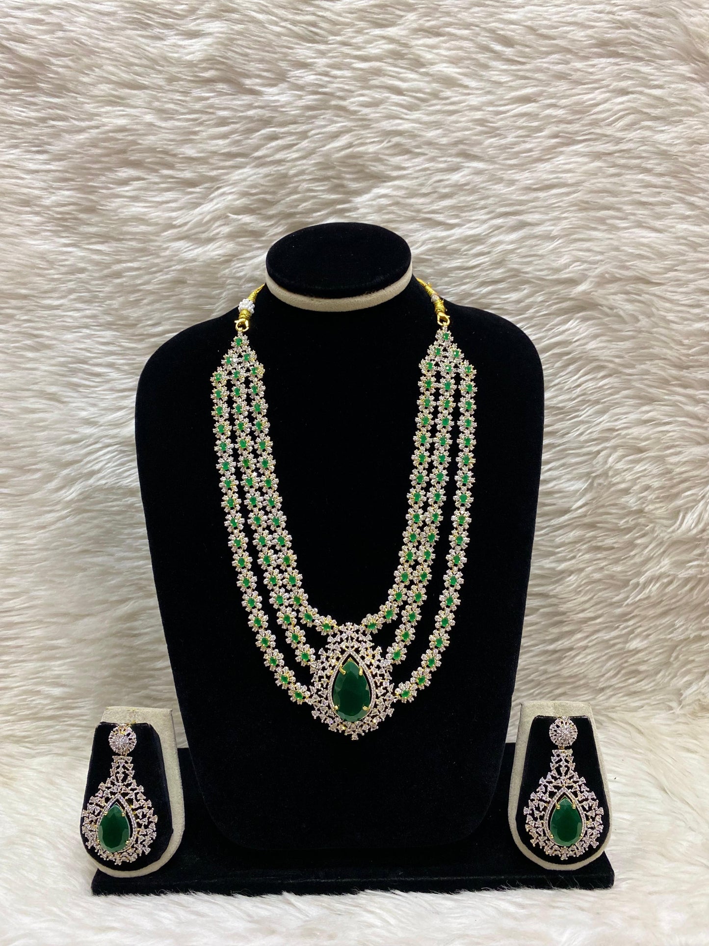 Diamond Layers Long Necklace Set