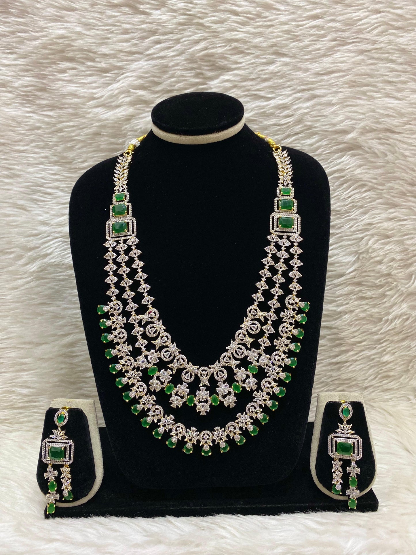 Diamond Layers Long Necklace Set