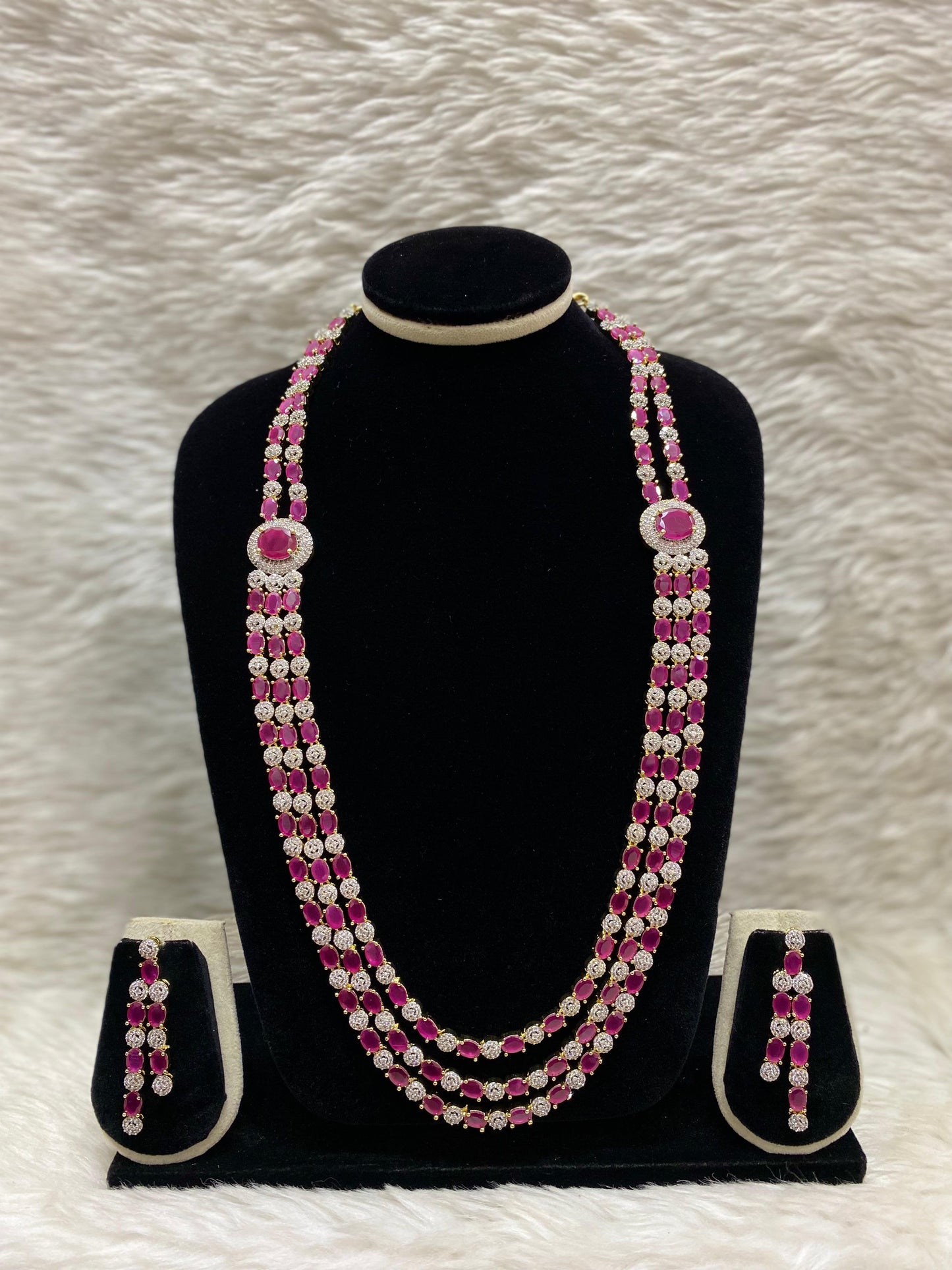 Diamond Layers Long Necklace Set