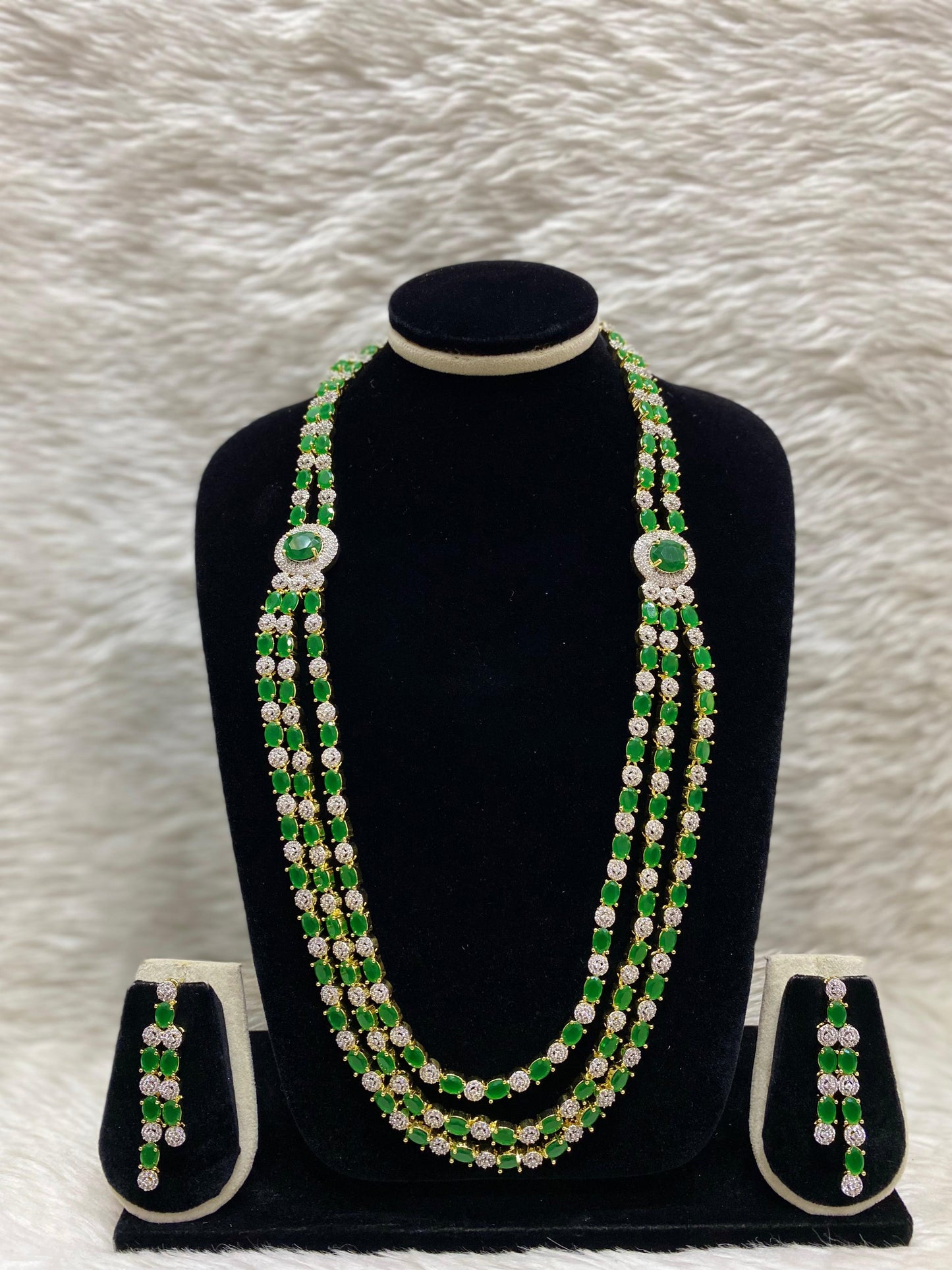 Diamond Layers Long Necklace Set