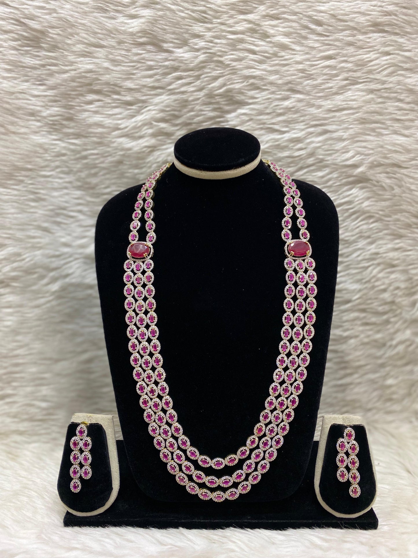 Diamond Layers Long Necklace Set