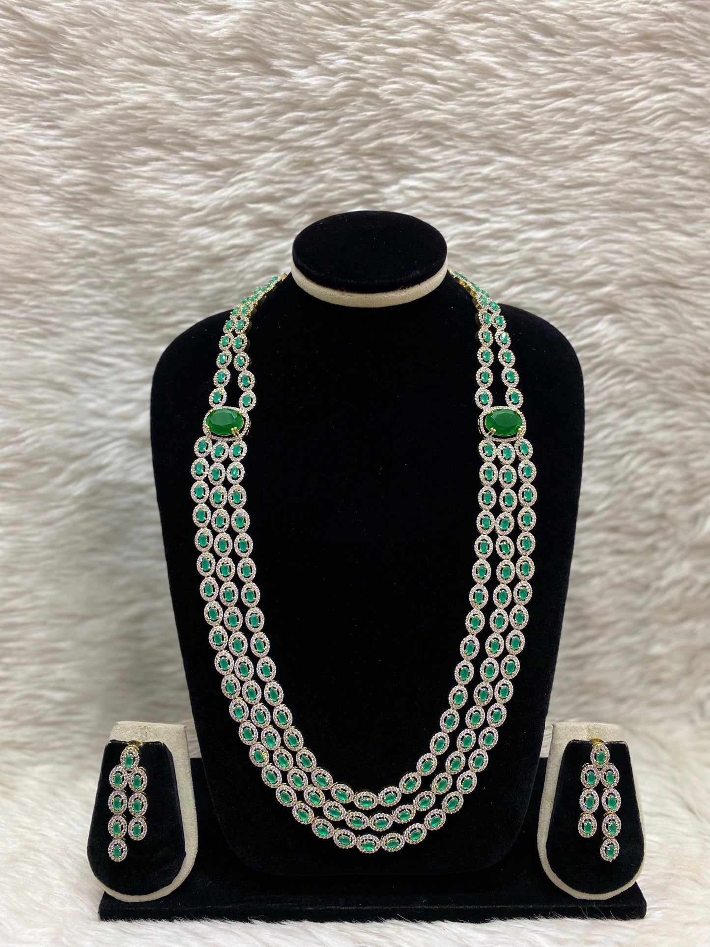 Diamond Layers Long Necklace Set